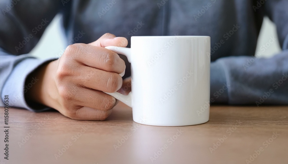 hand holding a white, empty, coffee mug. hand holding a white, empty, coffee mug.