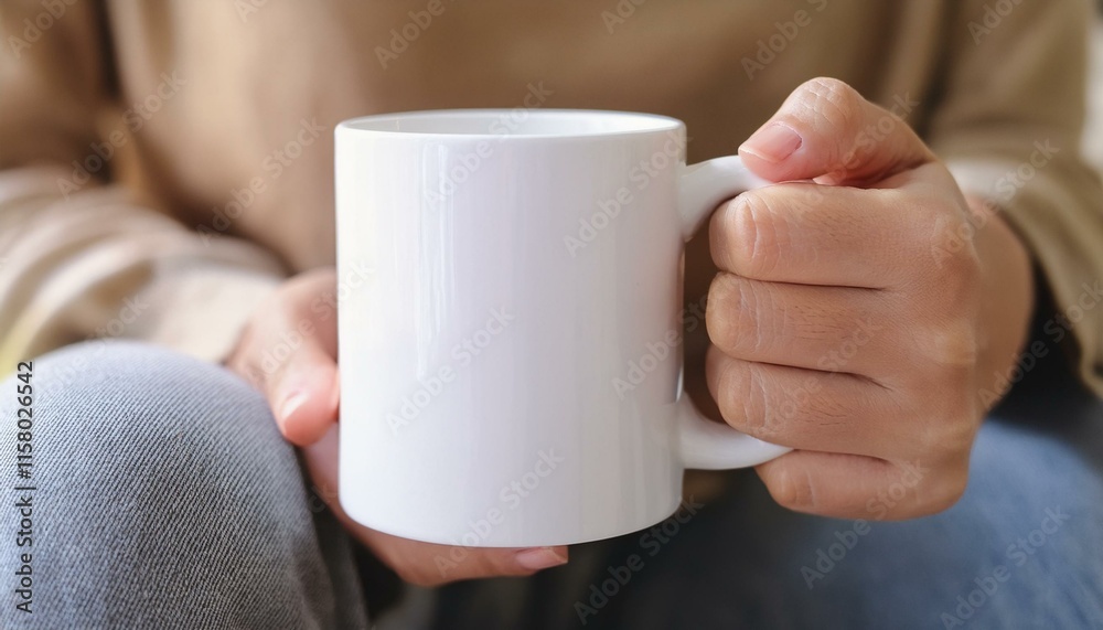 hand holding a white, empty, coffee mug. hand holding a white, empty, coffee mug.