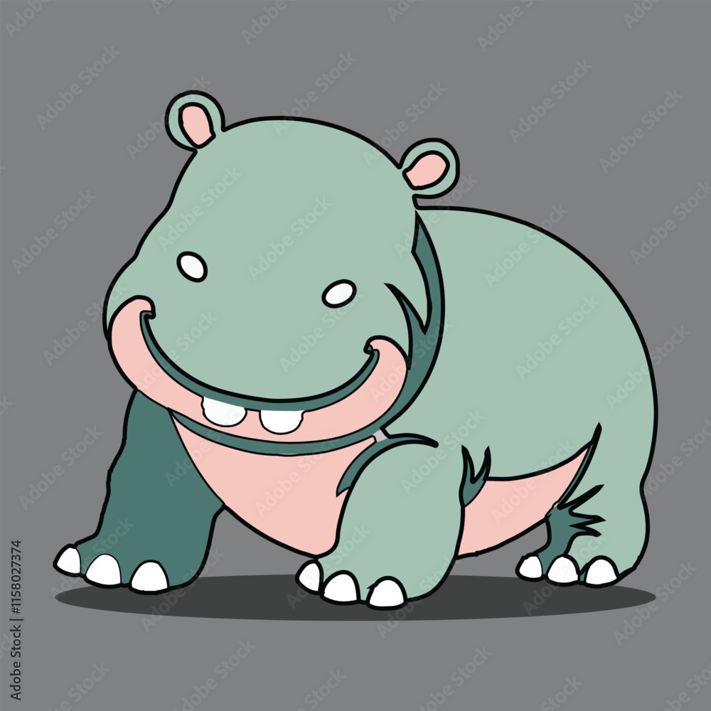 Fototapeta premium light color caricature faceless couple hippopotamus animal minimal flat illustration