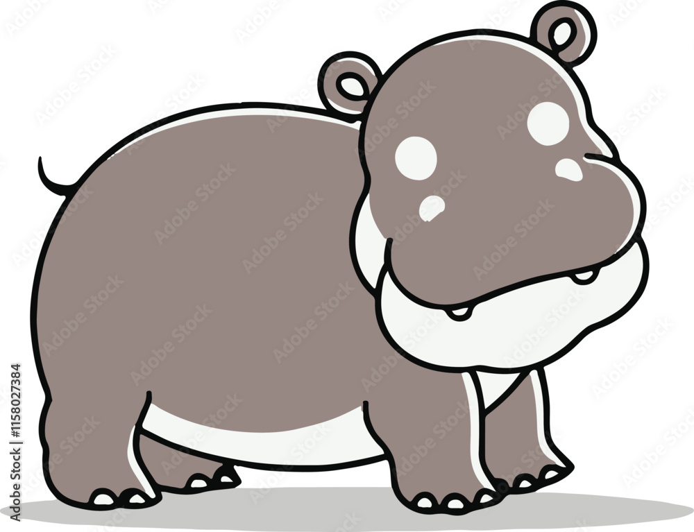 Cute hand drawn baby hippo. Decor nursery funny animal. Cartoon faceless hippo wants to be happy. Wall art baby. Cute hand drawn baby hippo. Decor nursery funny animal. Cartoon faceless hippo wants to be happy. Wall art baby.
