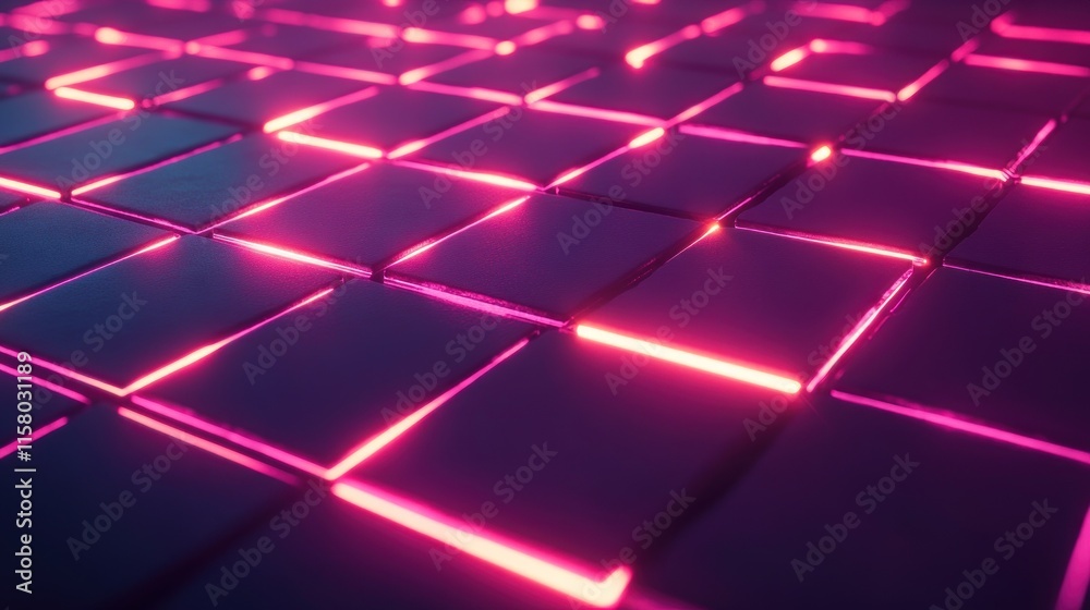 Abstract glowing grid of pink neon squares. Abstract glowing grid of pink neon squares.