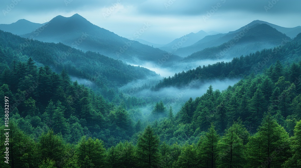 view of mountains forest in fog creating beautiful nature scene the image is captured in trabzon rize area of black sea region located at northeast of turkey view of mountains forest in fog creating beautiful nature scene the image is captured in trabzon rize area of black sea region located at northeast of turkey