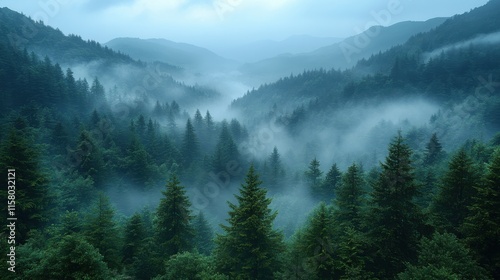 view of mountains forest in fog creating beautiful nature scene the image is captured in trabzon rize area of black sea region located at northeast of turkey
