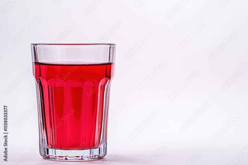 A glass of vibrant red liquid likely tamarillo juice set against a white backdrop A glass of vibrant red liquid likely tamarillo juice set against a white backdrop