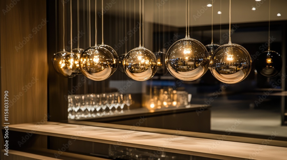 Modern Interior Design with Elegant Pendant Lights and Bar Setup Modern Interior Design with Elegant Pendant Lights and Bar Setup