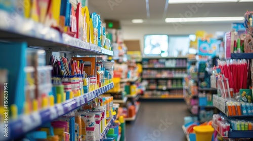 Wallpaper Mural Colorful Stationery Aisle in a Retail Store Filled With Supplies Torontodigital.ca
