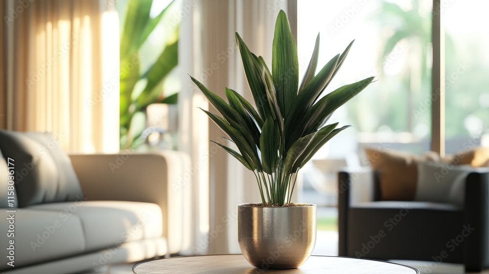 Modern living room with potted plant. Modern living room with potted plant.