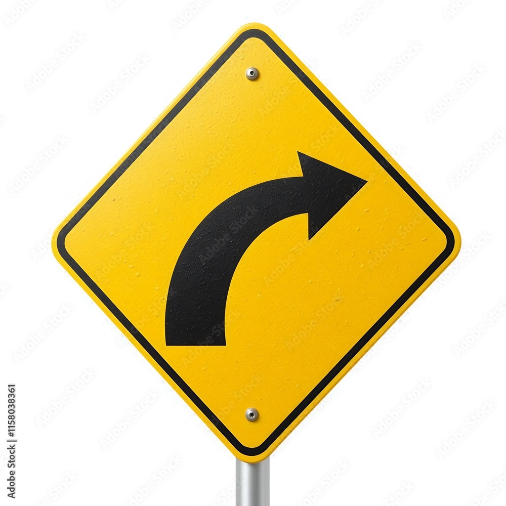 Curved Arrow Traffic Sign: Guidance and Direction on the Road Curved Arrow Traffic Sign: Guidance and Direction on the Road