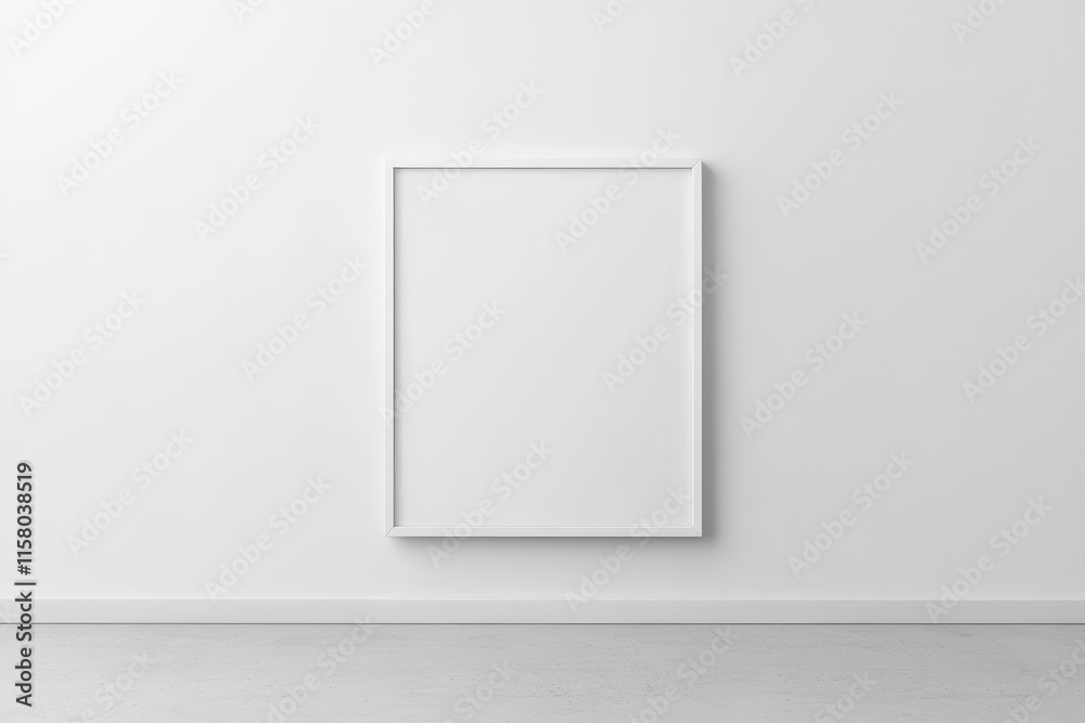 Blank picture frame against a white wall with space for text Blank picture frame against a white wall with space for text