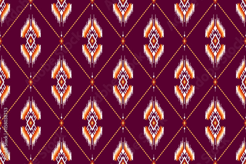 Geometric ethnic oriental seamless pattern traditional Design for background,carpet,wallpaper.clothing,wrapping,Batik fabric,Vector illustration.embroidery style - Sadu, sadou, sadow or sado