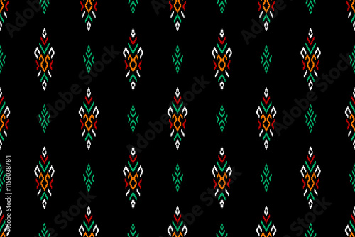 Geometric ethnic oriental seamless pattern traditional Design for background,carpet,wallpaper.clothing,wrapping,Batik fabric,Vector illustration.embroidery style - Sadu, sadou, sadow or sado