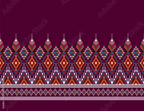 Geometric ethnic oriental seamless pattern traditional Design for background,carpet,wallpaper.clothing,wrapping,Batik fabric,Vector illustration.embroidery style - Sadu, sadou, sadow or sado