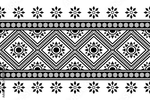 Geometric ethnic oriental seamless pattern traditional Design for background,carpet,wallpaper.clothing,wrapping,Batik fabric,Vector illustration.embroidery style - Sadu, sadou, sadow or sado