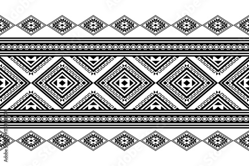 Geometric ethnic oriental seamless pattern traditional Design for background,carpet,wallpaper.clothing,wrapping,Batik fabric,Vector illustration.embroidery style - Sadu, sadou, sadow or sado