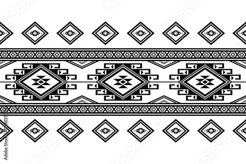 Geometric ethnic oriental seamless pattern traditional Design for background,carpet,wallpaper.clothing,wrapping,Batik fabric,Vector illustration.embroidery style - Sadu, sadou, sadow or sado