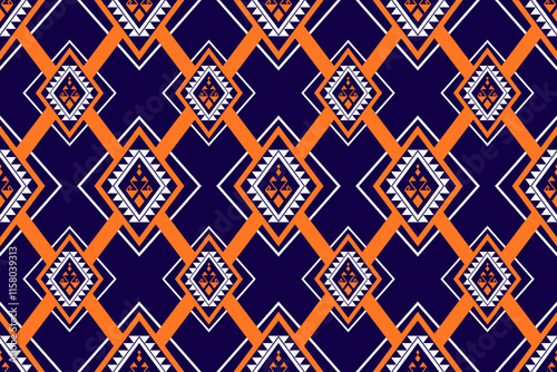 Geometric ethnic oriental seamless pattern traditional Design for background,carpet,wallpaper.clothing,wrapping,Batik fabric,Vector illustration.embroidery style - Sadu, sadou, sadow or sado