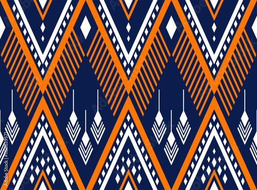 Geometric ethnic oriental seamless pattern traditional Design for background,carpet,wallpaper.clothing,wrapping,Batik fabric,Vector illustration.embroidery style - Sadu, sadou, sadow or sado