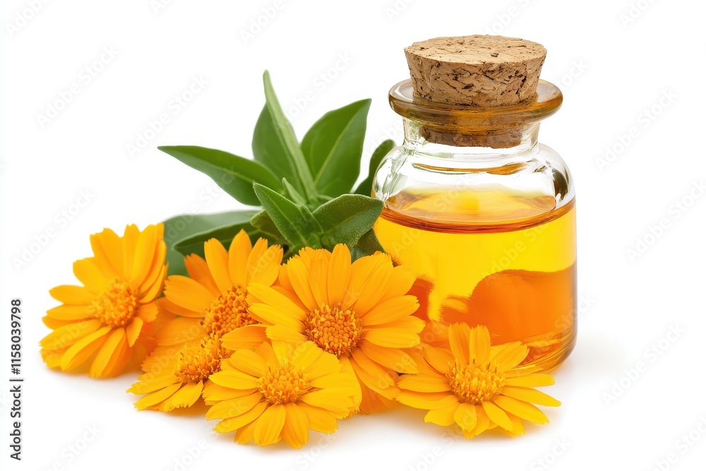 Calendula medicinal plant with orange blossoms Calendula medicinal plant with orange blossoms