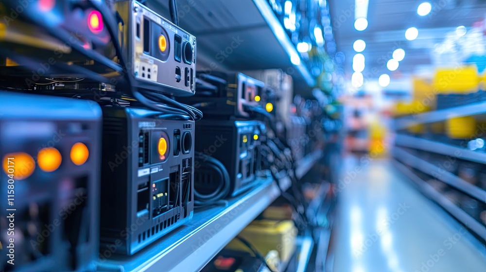 Power Supply Units Displayed in Electronics Retail Store Aisle