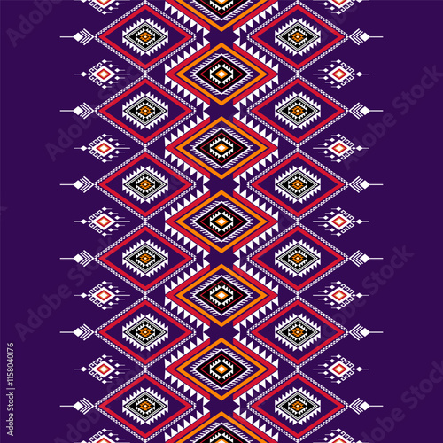 Geometric ethnic oriental seamless pattern traditional Design for background,carpet,wallpaper.clothing,wrapping,Batik fabric,Vector illustration.embroidery style - Sadu, sadou, sadow or sado