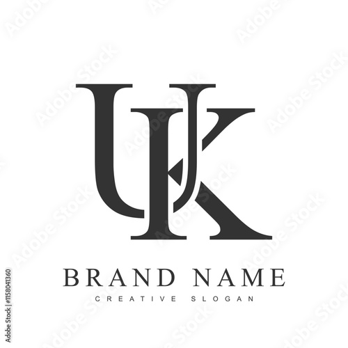 UK trendy logotype template. Initial letter u and k classic font style. Creative logo for company name or identity.
