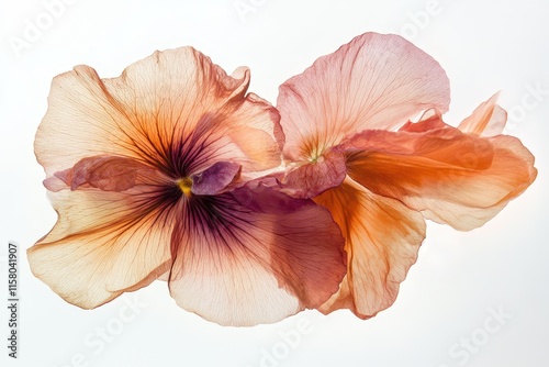 Close up of a pansy on a white backdrop