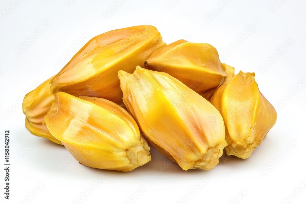 Cluster of mature jackfruit on white background