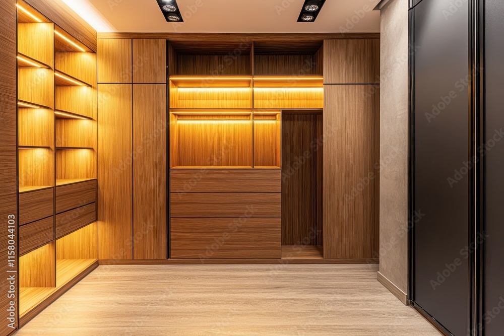 Fototapeta premium contemporary wooden wardrobe alone