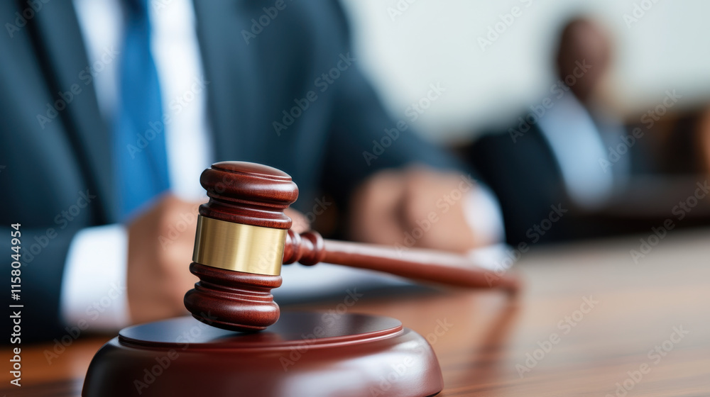 lawyer presenting legal case with gavel in conference room lawyer presenting legal case with gavel in conference room
