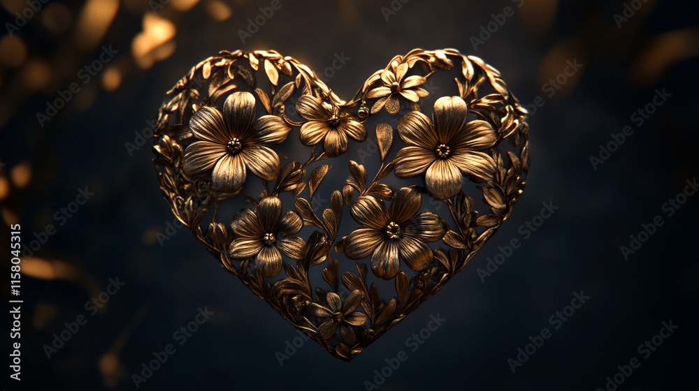 Elegant floral heart design for Valentine's Day celebration. Elegant floral heart design for Valentine's Day celebration.