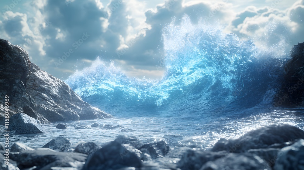 Fototapeta premium Dynamic Blue Wave at the Beach