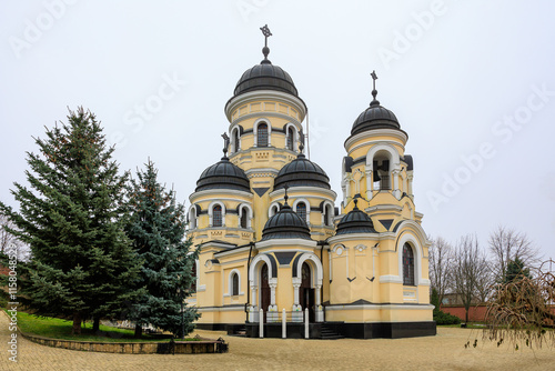 Monastery of Capriana in the Republic of Moldova. Background with selective focus and copy space photo