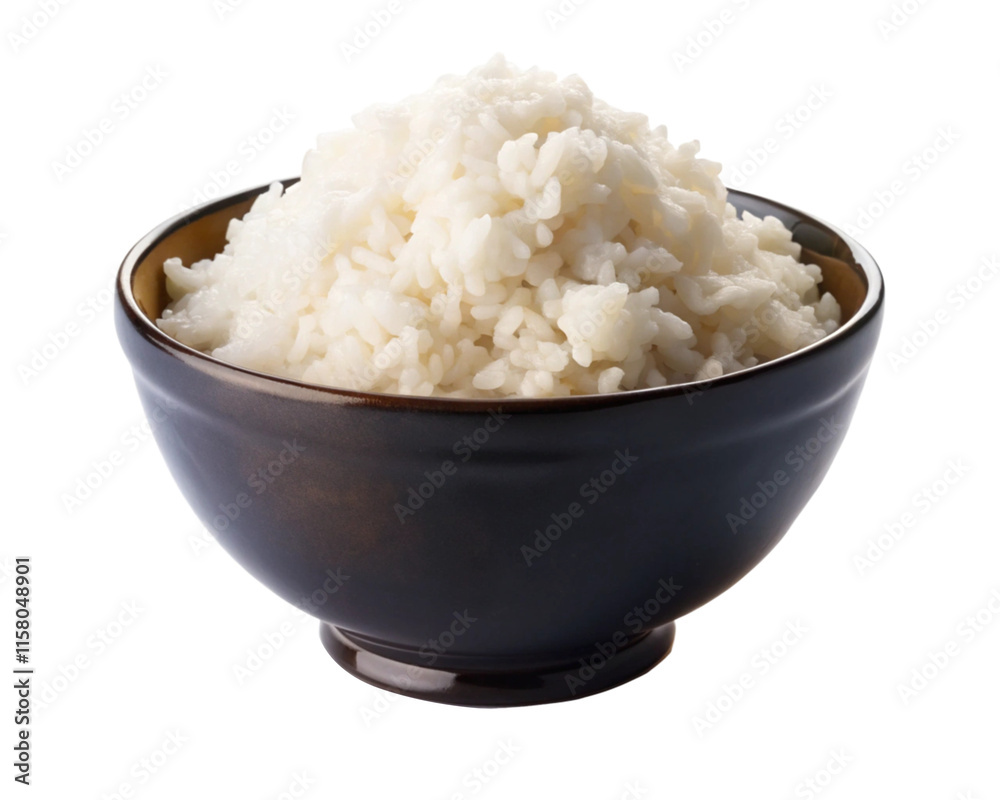 Delicious Cooked White Rice in Brown Bowl, Asian Cuisine Delicious Cooked White Rice in Brown Bowl, Asian Cuisine