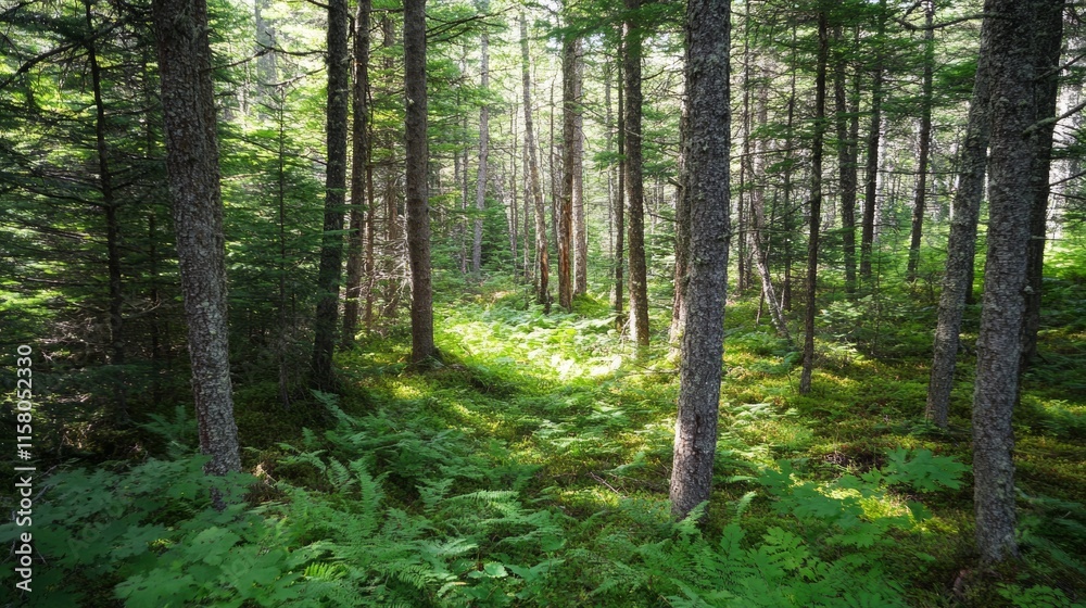 Healthy green trees in a forest of old spruce, fir and pine - ai Healthy green trees in a forest of old spruce, fir and pine - ai