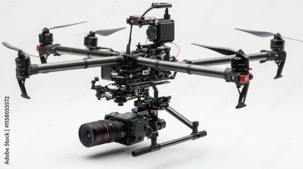Professional drone with gimbal and camera. Professional drone with gimbal and camera.