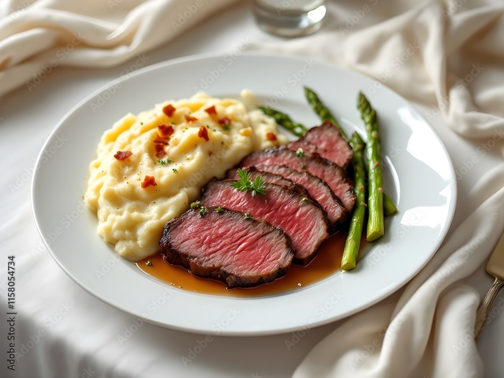 beef steak with mashed potatoes