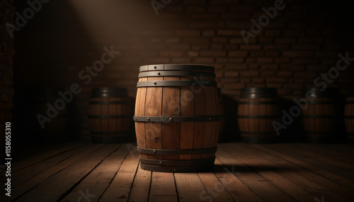 Wine barrels in cellar, rustic, brown, storage