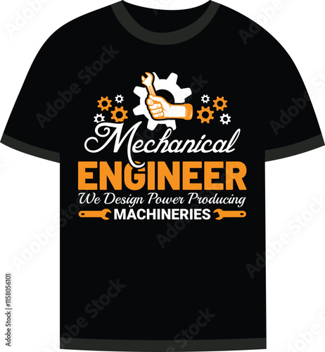 Vector illustration for Mechanical Engineering t shirt design, Mechanical Engineering t shirt design