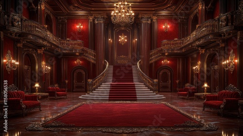 Red Interior. Luxurious Interior of the Royal Palace
