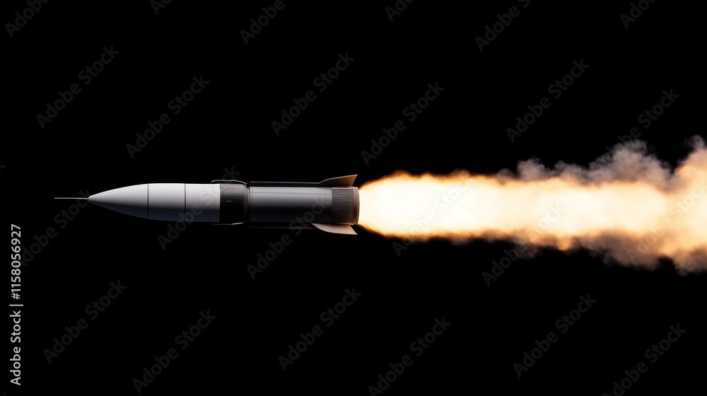 Rocket launch action outer space digital art black background dynamic view technological innovation Rocket launch action outer space digital art black background dynamic view technological innovation