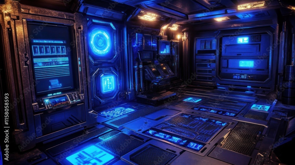 Futuristic Spaceship Interior: A Sci-Fi Control Room Futuristic Spaceship Interior: A Sci-Fi Control Room