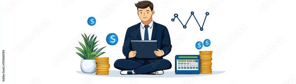 Analyzing Retention-focused Financial Metrics Through Calculation Process - Flat Design Illustration Analyzing Retention-focused Financial Metrics Through Calculation Process - Flat Design Illustration