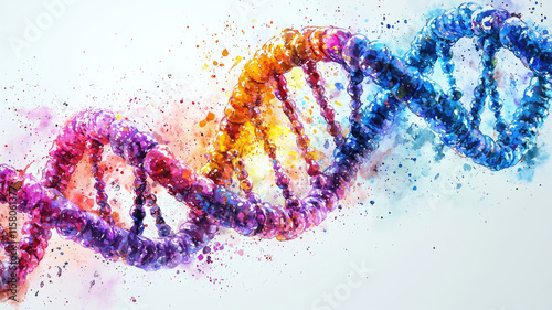 DNA chain illustration watercolor technique artistic photo