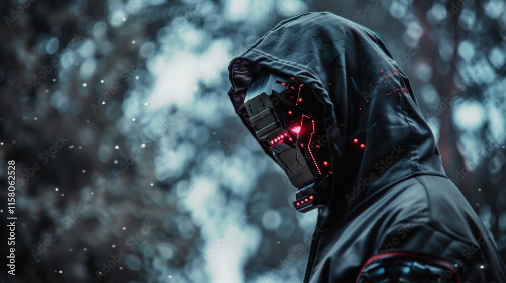 mysterious robot with hood and glowing eyes mysterious robot with hood and glowing eyes