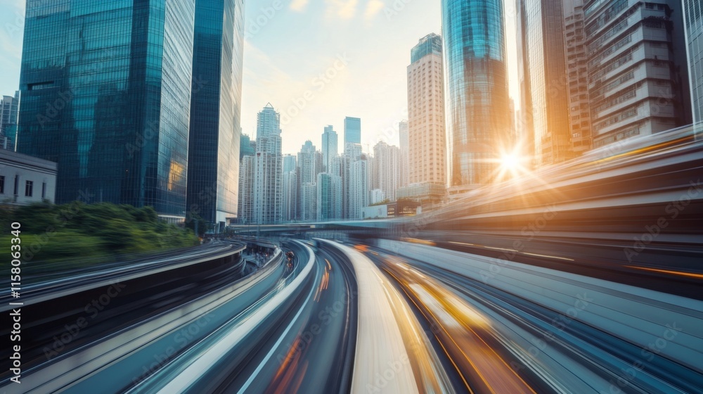 Fototapeta premium Dynamic Cityscape with Iconic Buildings and Vibrant Colors