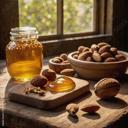 honney nut and dry fruits photo