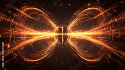 Stunning Visualization of Magnetic Field Dynamics, Glowing Lines and Arrows Illustrate Force Flow in Dark Space