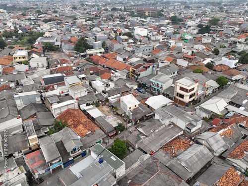 Aerial Downtown Jakarta Semanam district with Building and urban digital view from above photo