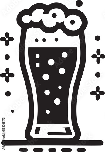Beer Glass style logo vector, Beer vector illustration, Beer vector icon, Beer Glass silhouette vector black and white
