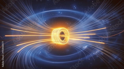 Stunning Visualization of Magnetic Field Dynamics, Glowing Lines and Arrows Illustrate Force Flow in Dark Space